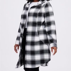 Black-and-white flannel coat